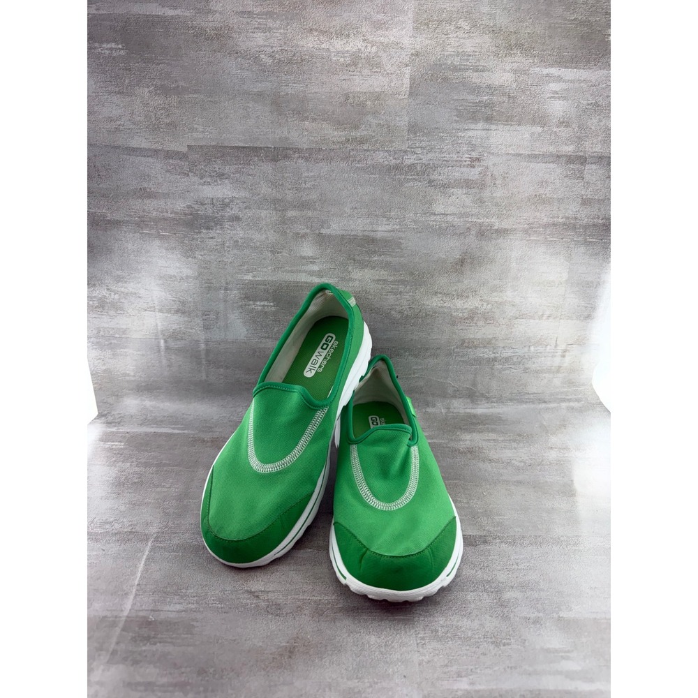 Skechers GOwalk 13510 Women Sz 8 Green Textile Slip On Walking Shoes Resalyte